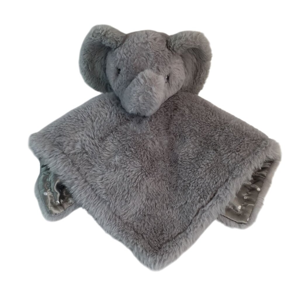 Parents Choice Gray‎ Elephant Lovey 12" Polka Dots Satin Back Security Blanket